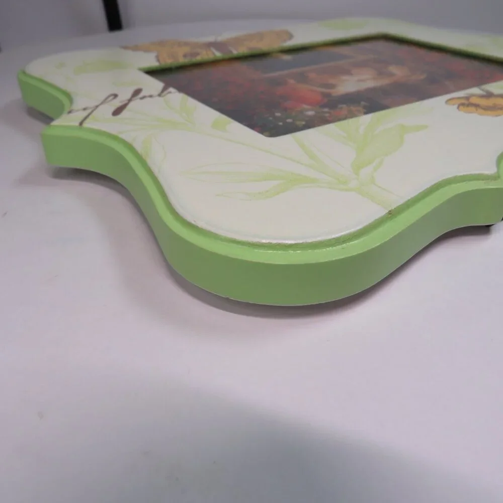 Orange Lime Green Floral Butterfly Picture Frame